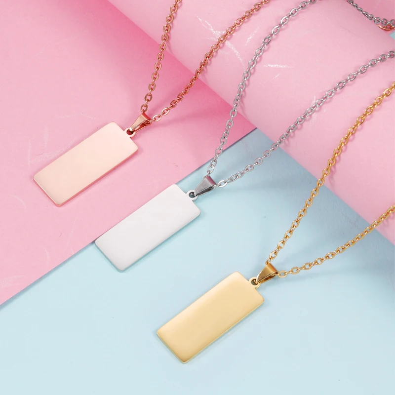 Mirror Polished Strip Namebar Pendant Necklaces Stainless Steel Cable Chain Necklaces For DIY Custom Name Logo Women Men Jewelry
Mirror Polished Strip Namebar Pendant Necklaces Stainless Steel Cable Chain Necklaces For DIY Custom Name Logo Women Men Jewelry