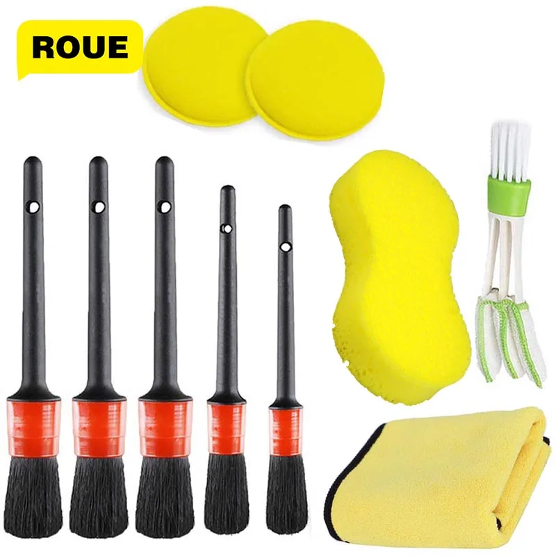 

ROUE Detailing Brush Set Car Cleaning Brushes Power Scrubber Drill Brush For Car Air Vents Rim Cleaning Dirt Dust Clean Tools