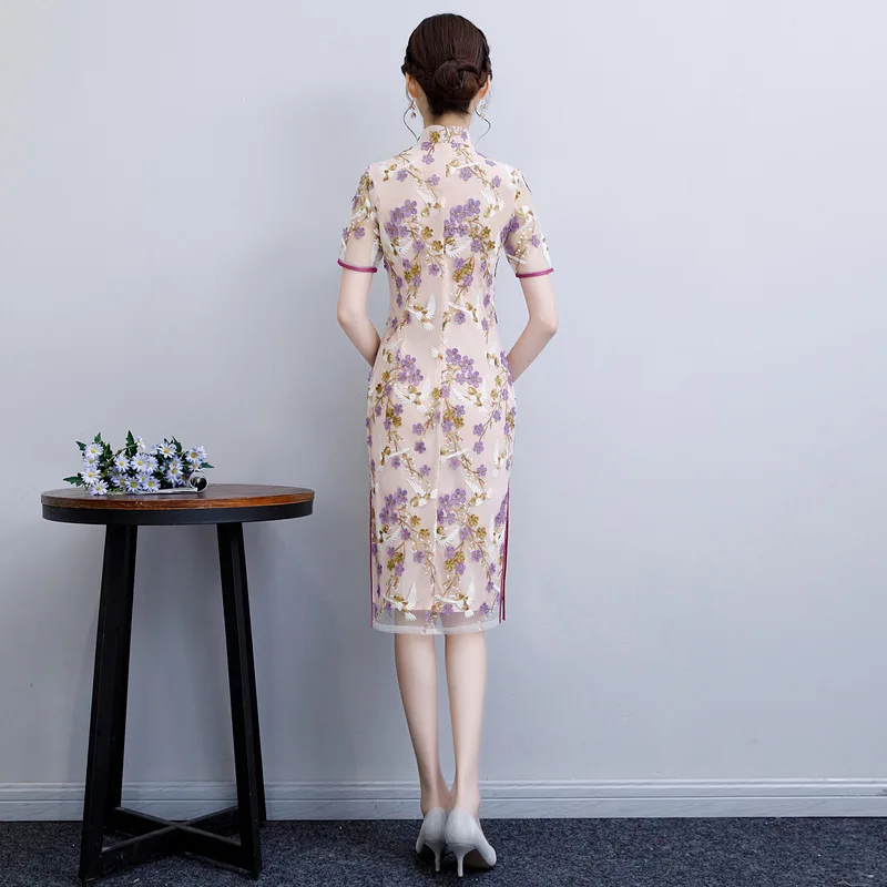 Novelty Fashion Women's Knee Leng Cheongsam Chinese Female Polyester Qipao Elegant Dress Vestidos Size S M L XL XXL XXXL 12946
Novelty Fashion Women's Knee Leng Cheongsam Chinese Female Polyester Qipao Elegant Dress Vestidos Size S M L XL XXL XXXL 12946
