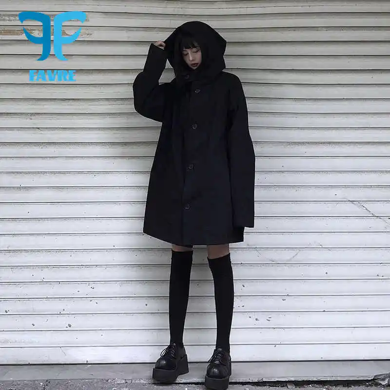 FAVRE Oversized Jacket Women Hooded Mid-Length Trench Coat Korean Loose BF Harajuku Windbreaker Spring Autumn Womens Outwear
FAVRE Oversized Jacket Women Hooded Mid-Length Trench Coat Korean Loose BF Harajuku Windbreaker Spring Autumn Womens Outwear
