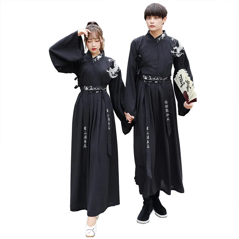 Chinese Style Dragon Embroidery Suits Men Daily Black Hanfu costume China Element Original Clothing Ancient Couple Dress Women
Chinese Style Dragon Embroidery Suits Men Daily Black Hanfu costume China Element Original Clothing Ancient Couple Dress Women