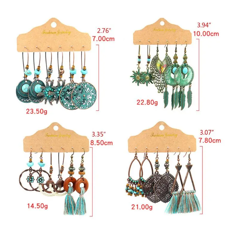 12 Pairs Bohemia Sea Shells Starfish Star Drop Earrings Vintage Ethnic National Wooden Tassel Fringe Earring Jewelry Set E56A
12 Pairs Bohemia Sea Shells Starfish Star Drop Earrings Vintage Ethnic National Wooden Tassel Fringe Earring Jewelry Set E56A
