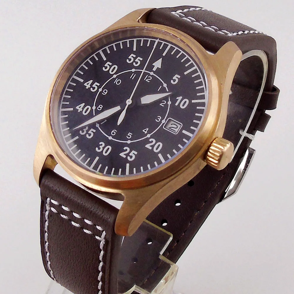 39mm Leather Band Automatic Luminous Men's Watch Real Bronze Brushed Case Sapphire Glass NH35A Movement
39mm Leather Band Automatic Luminous Men's Watch Real Bronze Brushed Case Sapphire Glass NH35A Movement