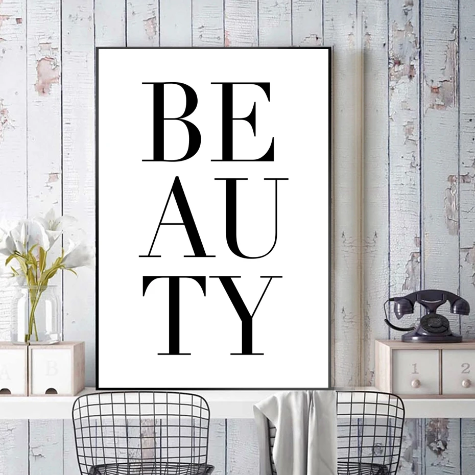 Minimalist Black and White Canvas Beauty Letters Wall Art Canvas Painting Wall Prints Posters Pictures Living Room Home Decor
Minimalist Black and White Canvas Beauty Letters Wall Art Canvas Painting Wall Prints Posters Pictures Living Room Home Decor