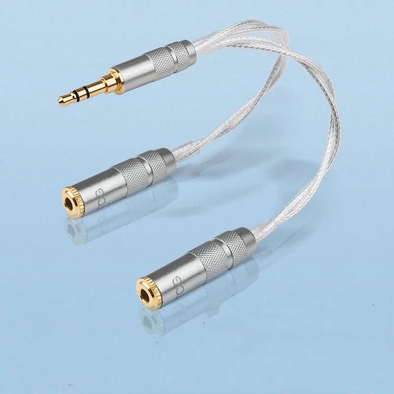 3.5 One-in-two-out audio cable one male to two female sterling silver earphone audio splitter
3.5 One-in-two-out audio cable one male to two female sterling silver earphone audio splitter