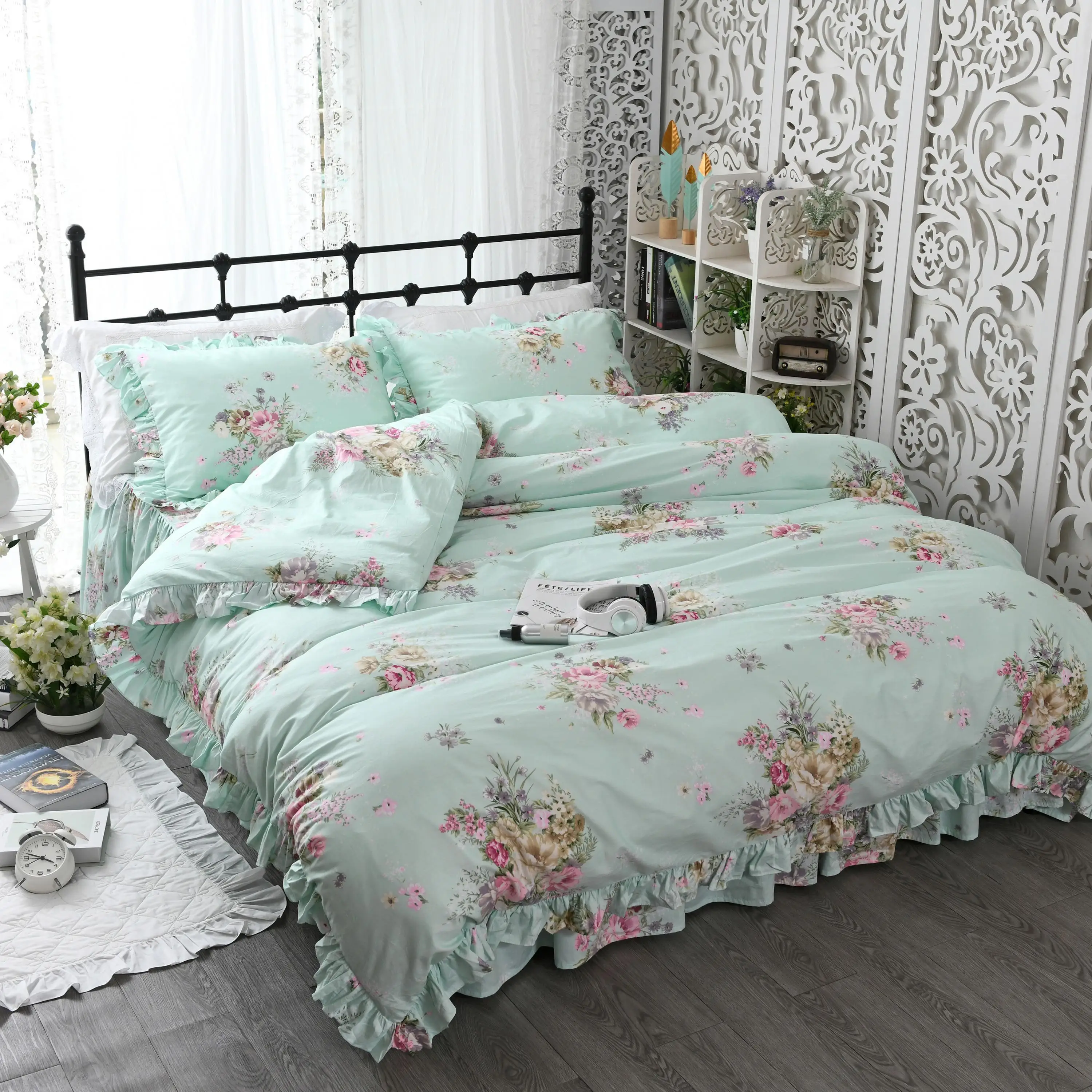 J Pieces Floral Flowers Vibrant Princess Ruffle Duvet Cover Set 100%Cotton 160X200cm Bedskirt Queen Twin Size Girls Bedding set
J Pieces Floral Flowers Vibrant Princess Ruffle Duvet Cover Set 100%Cotton 160X200cm Bedskirt Queen Twin Size Girls Bedding set