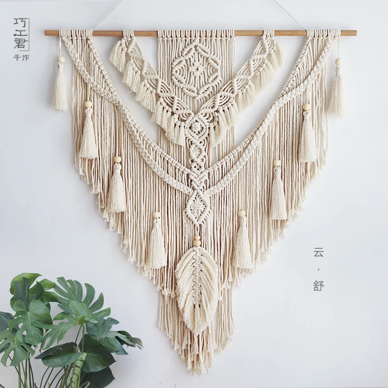 

75*95cm Nordic Bohemian Macrame Wall Hanging Tapestry Hand-wovening TasselHome Wall Decor Large Tapestry