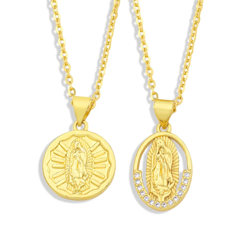 Copper Gold Guadalupe Necklace Religious Jewelry Cubic Zirconia Gold Chain Disc Necklaces Our Lady of Guadalupe nkey47
Copper Gold Guadalupe Necklace Religious Jewelry Cubic Zirconia Gold Chain Disc Necklaces Our Lady of Guadalupe nkey47