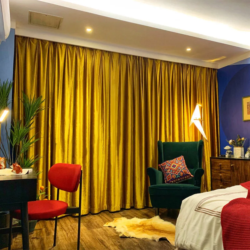 Nordic Luxury Bright velvet Golden Curtains for Living Room Bedroom High Grade Pure Velvet Gold Blackout Curtains Flannel Fabric
Nordic Luxury Bright velvet Golden Curtains for Living Room Bedroom High Grade Pure Velvet Gold Blackout Curtains Flannel Fabric