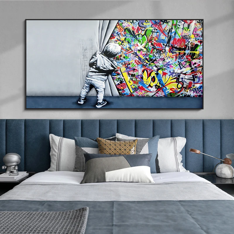 Kids Behind The Curtain Graffiti Art Canvas Painitngs on the Wall Posters and Prints Wall Pictures for Living Room Cuadros Decor
Kids Behind The Curtain Graffiti Art Canvas Painitngs on the Wall Posters and Prints Wall Pictures for Living Room Cuadros Decor