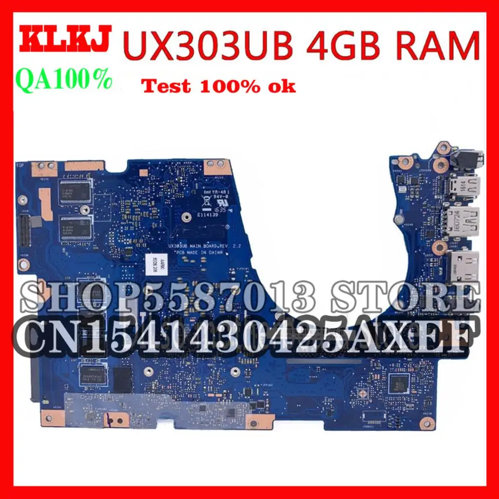 KLKJ UX303UB Motherboard For ASUS UX303U UX303UA UX303UB Laptop Motherboard Original I5-6200U 4GB GT940M-2G 100% Test
KLKJ UX303UB Motherboard For ASUS UX303U UX303UA UX303UB Laptop Motherboard Original I5-6200U 4GB GT940M-2G 100% Test