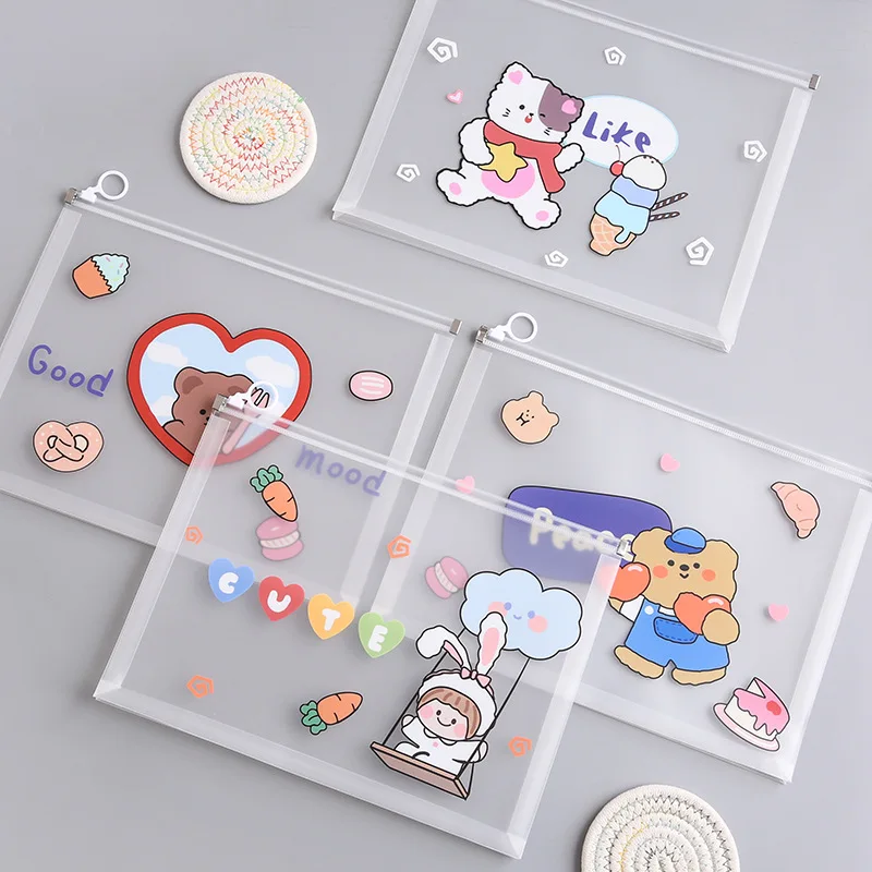2Pcs Document Bag A4 Transparent Cartoon PVC Zipper Pouch Loop Pull For Test Paper Storage Bag School Office Supplies Stationery
2Pcs Document Bag A4 Transparent Cartoon PVC Zipper Pouch Loop Pull For Test Paper Storage Bag School Office Supplies Stationery