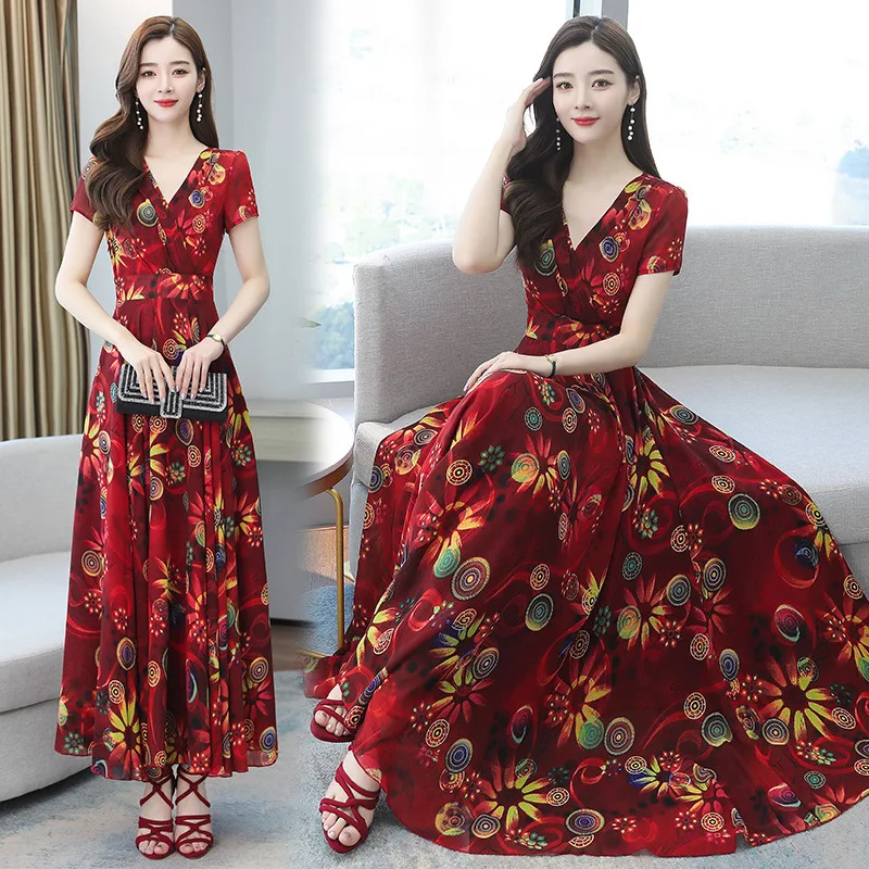 Chiffon floral dress female summer 2021 new Korean version large size temperament big pendulum slim waist slim waist
Chiffon floral dress female summer 2021 new Korean version large size temperament big pendulum slim waist slim waist