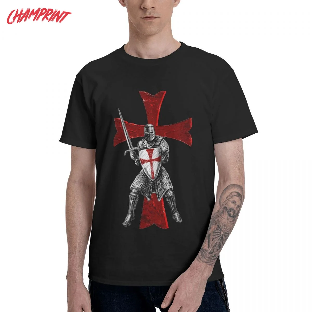 Knights Templar Holding A Sword And A Shield Men's T Shirts Hipster Tee Shirt Short Sleeve T-Shirts Cotton Gift Idea Tops
Knights Templar Holding A Sword And A Shield Men's T Shirts Hipster Tee Shirt Short Sleeve T-Shirts Cotton Gift Idea Tops