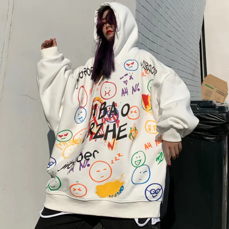 Sweatshirt Autumn And Winter Loose Mid-length Graffiti Top Harajuku Couple Fleece Hoodies Women Streetwear Stranger Things Coat
Sweatshirt Autumn And Winter Loose Mid-length Graffiti Top Harajuku Couple Fleece Hoodies Women Streetwear Stranger Things Coat