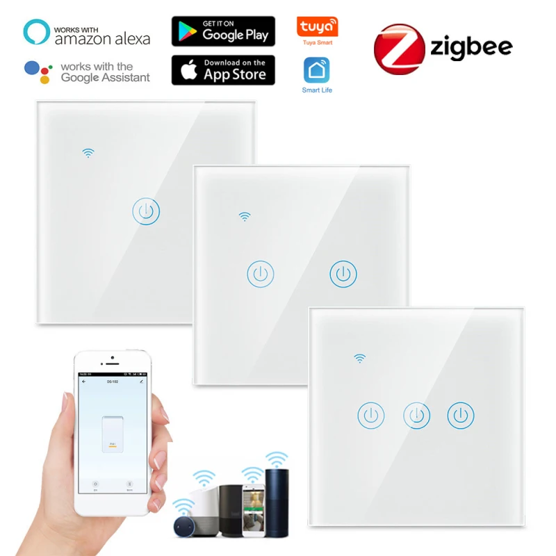 1/2/3/4 Gang Zigbee Smart Touch Switch Home Wall Button For Alexa And Google Home Assistant EU Standard Smart Life APP
1/2/3/4 Gang Zigbee Smart Touch Switch Home Wall Button For Alexa And Google Home Assistant EU Standard Smart Life APP