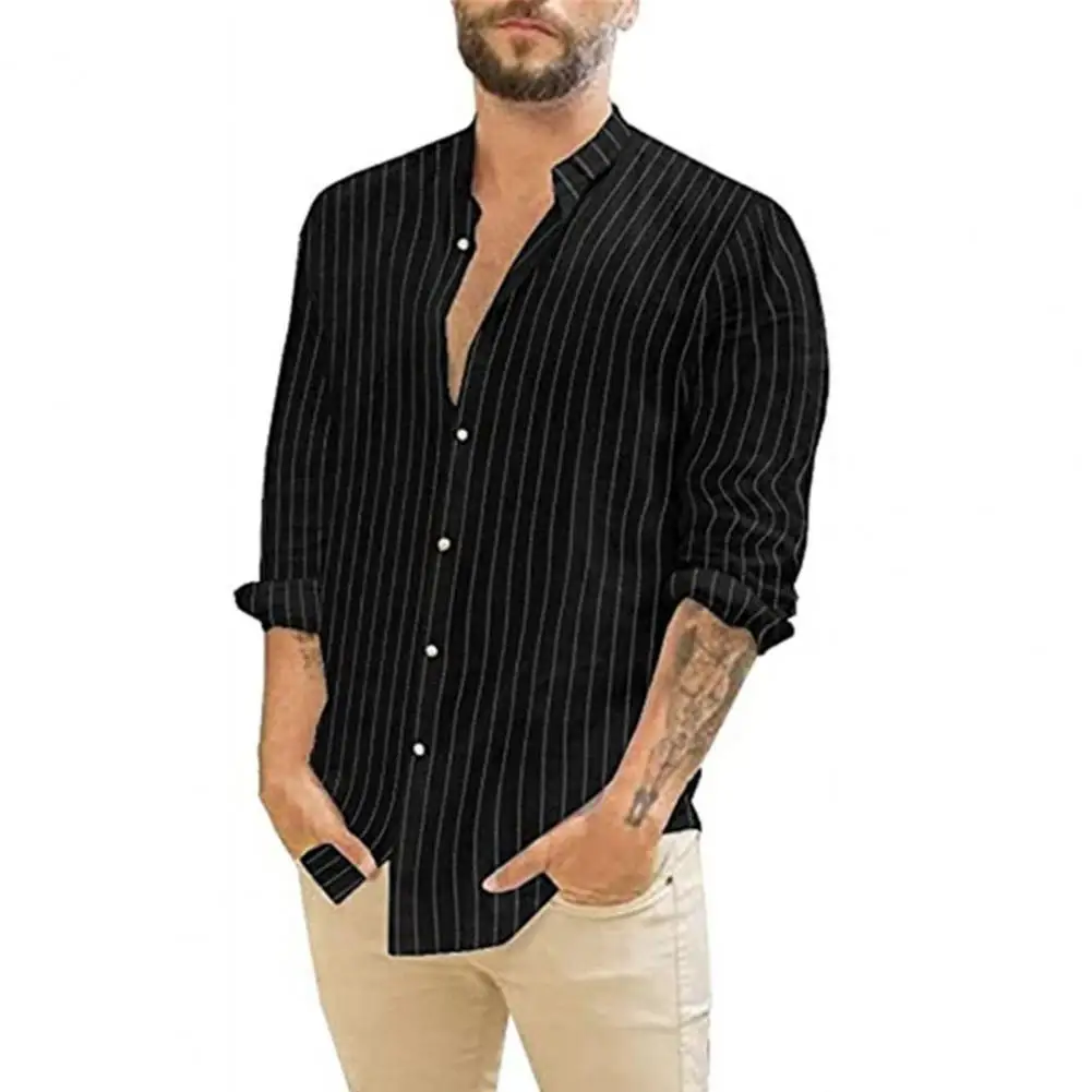 Men Spring Shirt 2021 Stripe Single-breasted Turn-down Collar All Match Male T-shirt for Work
Men Spring Shirt 2021 Stripe Single-breasted Turn-down Collar All Match Male T-shirt for Work