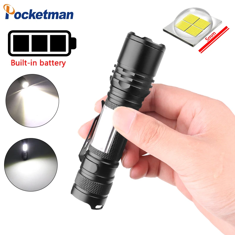 Portable XHP50 LED Flashlight Telescopic Zoom Pen light Camping Light COB Work Lamp with Side Light USB Rechargeable Battery
Portable XHP50 LED Flashlight Telescopic Zoom Pen light Camping Light COB Work Lamp with Side Light USB Rechargeable Battery