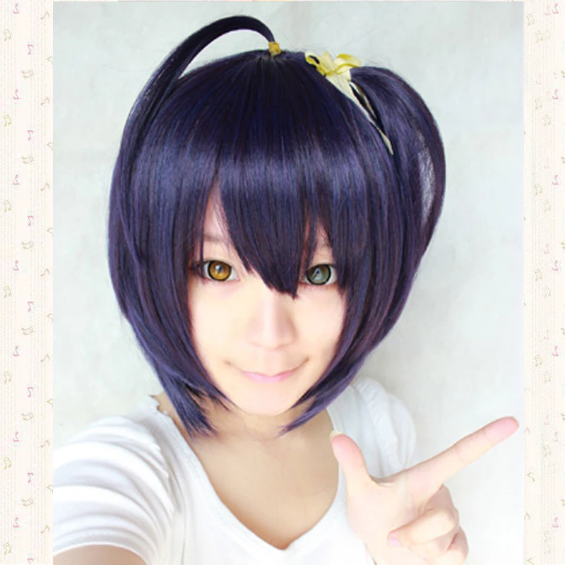 Takanashi Rikka-peluca Cosplay de estilo corto + gorro para peluca, color morado y negro
Takanashi Rikka-peluca Cosplay de estilo corto + gorro para peluca, color morado y negro