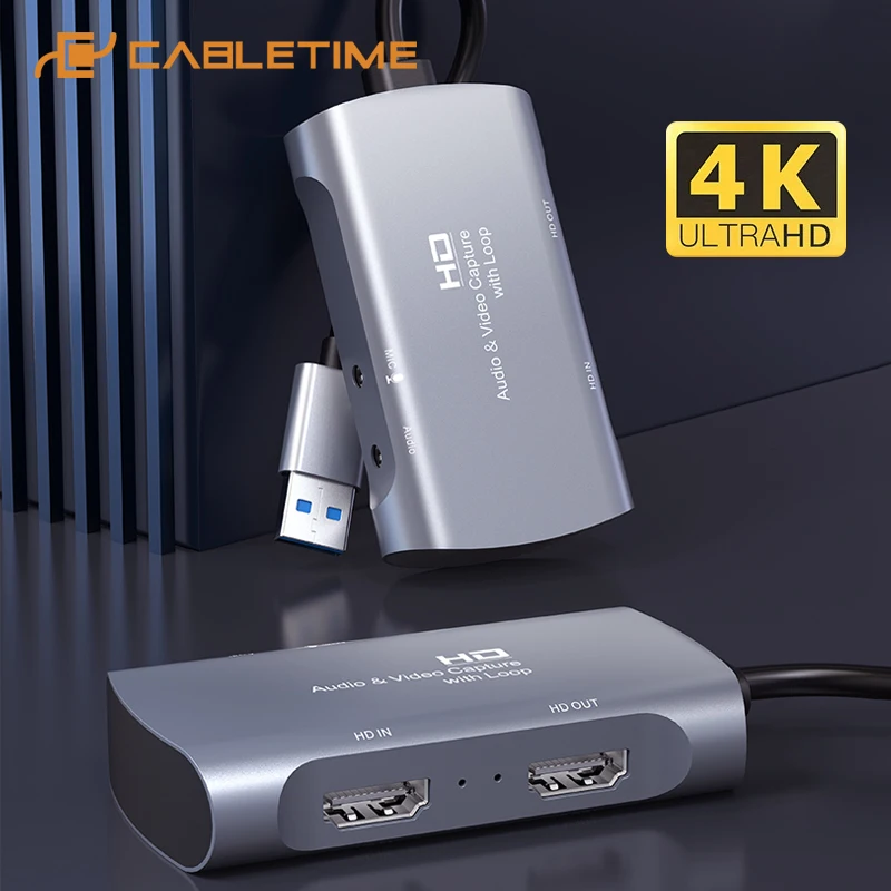 CABLETIME USB 3.0 4K HDMI Capture Card to USB HD 1080P HDMI Loop Port for Video Live Steaming Game Recording C386
CABLETIME USB 3.0 4K HDMI Capture Card to USB HD 1080P HDMI Loop Port for Video Live Steaming Game Recording C386