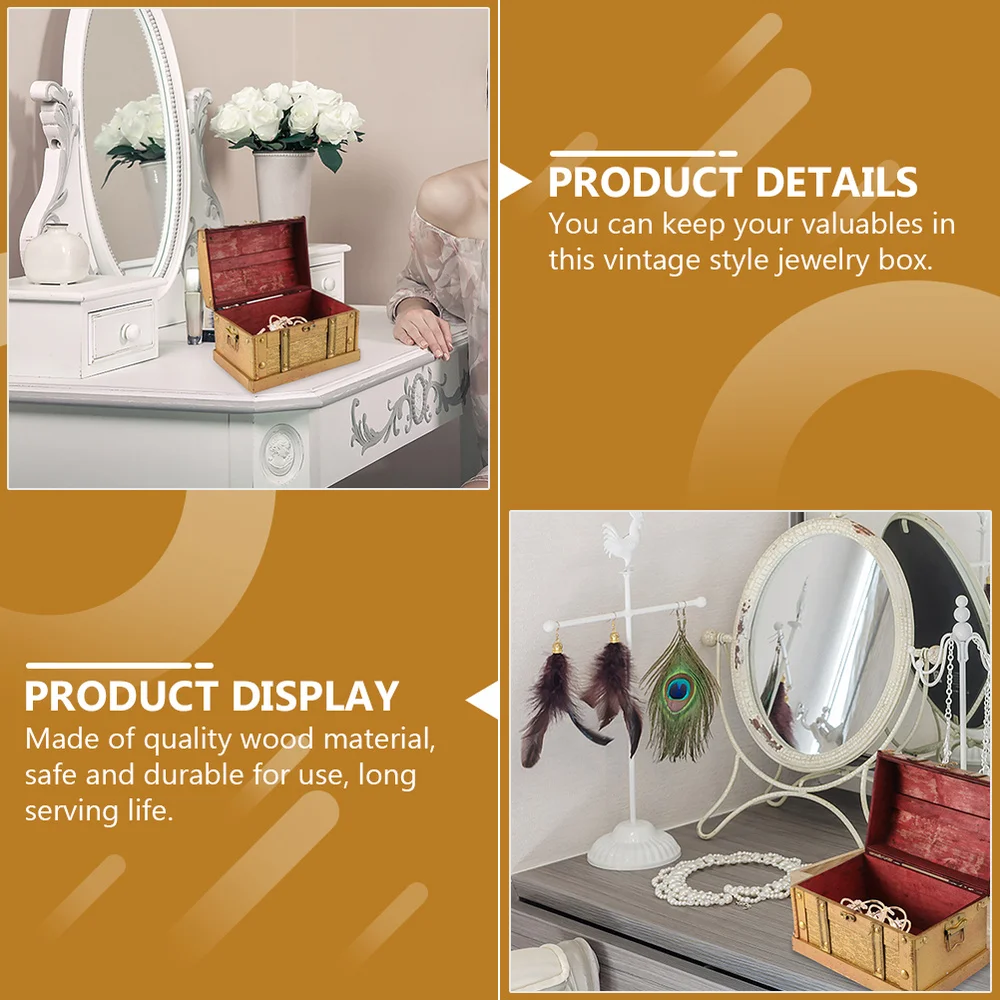 Retro Wooden Box Treasure Chest Vintage Jewelry Storage Box Keepsake Case 
Retro Wooden Box Treasure Chest Vintage Jewelry Storage Box Keepsake Case