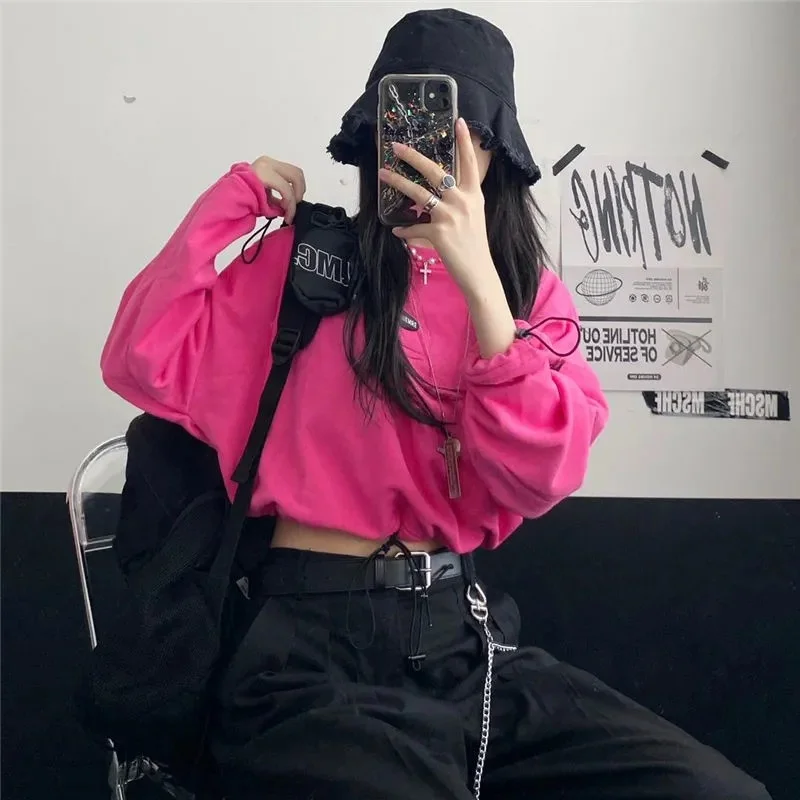 Women Pullovers O-Neck Letter Long Sleeve Drawstring Fashion New Harajuku Korean Streetwear Female Short Sweatshirts
Women Pullovers O-Neck Letter Long Sleeve Drawstring Fashion New Harajuku Korean Streetwear Female Short Sweatshirts