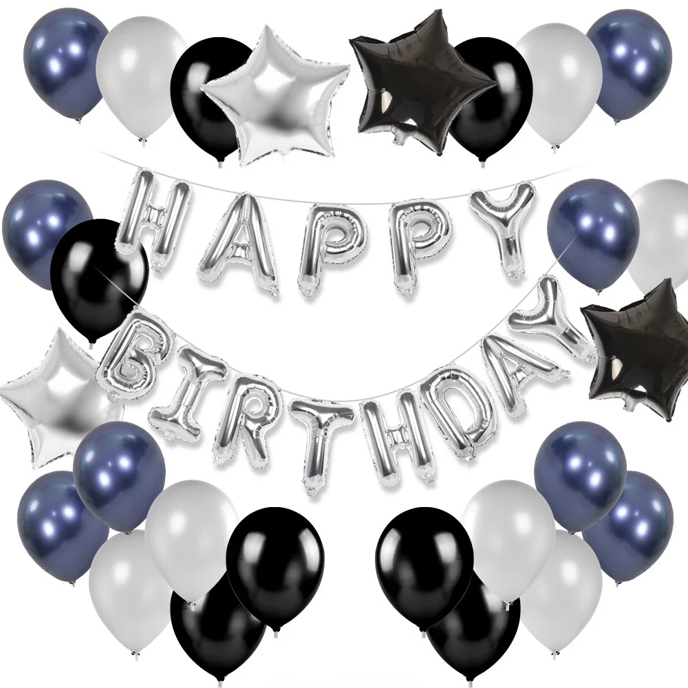 Blue Silver Birthday Party Decorations for Boys Men Party Supplies with Foil Balloons Banner White Black Latex Balloons Set
Blue Silver Birthday Party Decorations for Boys Men Party Supplies with Foil Balloons Banner White Black Latex Balloons Set