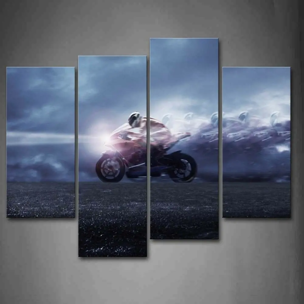 HD Print 4 Piece Blue Man Motorcycle Race Canvas Wall Art Painting Modular Pictures On The Wall Sitting Room No Framed 
HD Print 4 Piece Blue Man Motorcycle Race Canvas Wall Art Painting Modular Pictures On The Wall Sitting Room No Framed