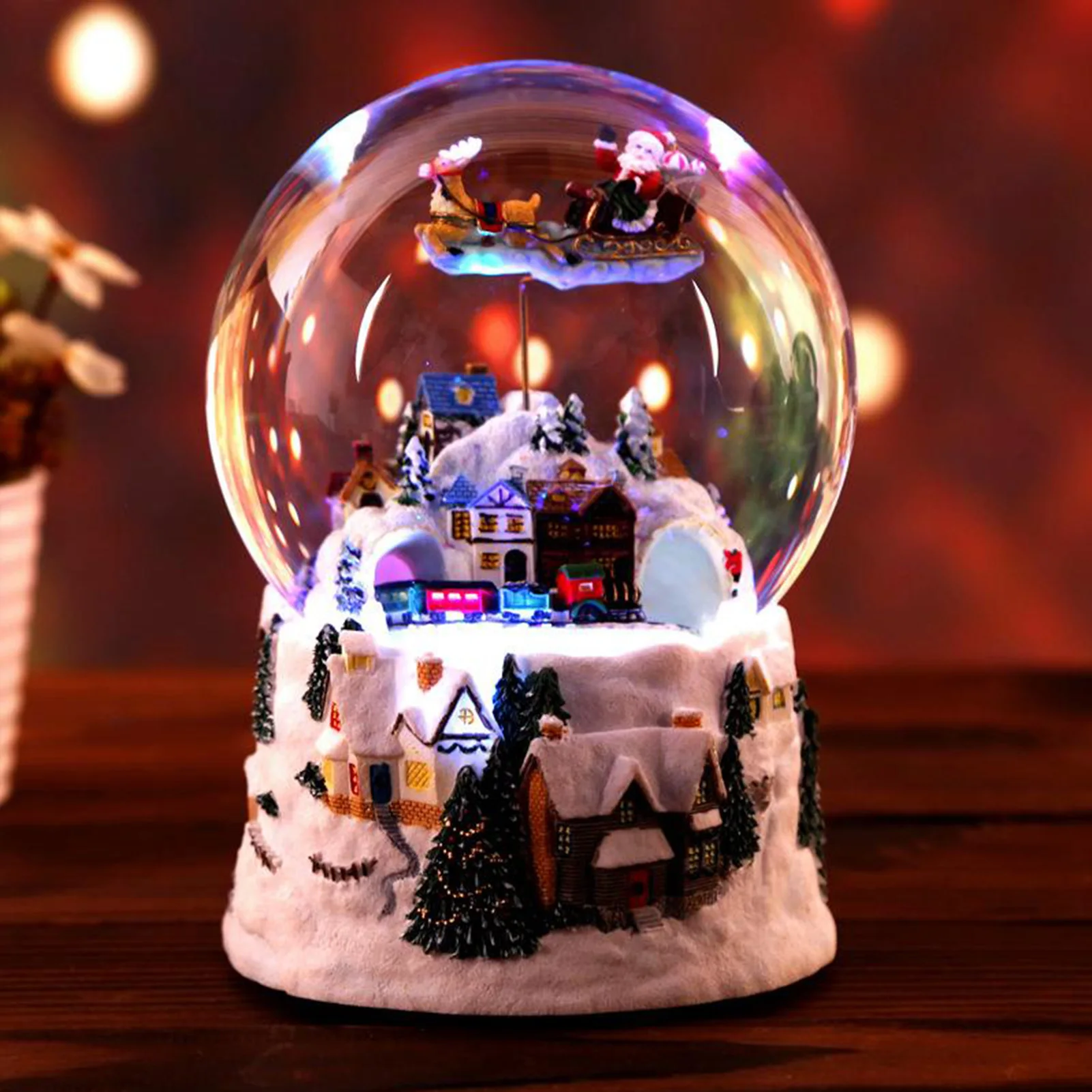 Music Box Crystal Ball Snow Globe Rotatable Light Train Spinning Christmas Tree Crafts Home Desktop Decor Girlfriend'S Gifts
Music Box Crystal Ball Snow Globe Rotatable Light Train Spinning Christmas Tree Crafts Home Desktop Decor Girlfriend'S Gifts