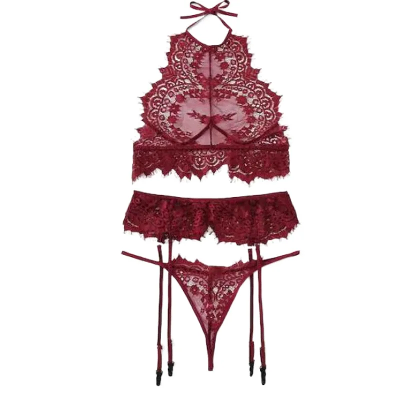 Eyelash Three-Point European and American Sexy Three-Point Sling Three-Piece Suit Hollow Garter Sexy Lingerie
Eyelash Three-Point European and American Sexy Three-Point Sling Three-Piece Suit Hollow Garter Sexy Lingerie