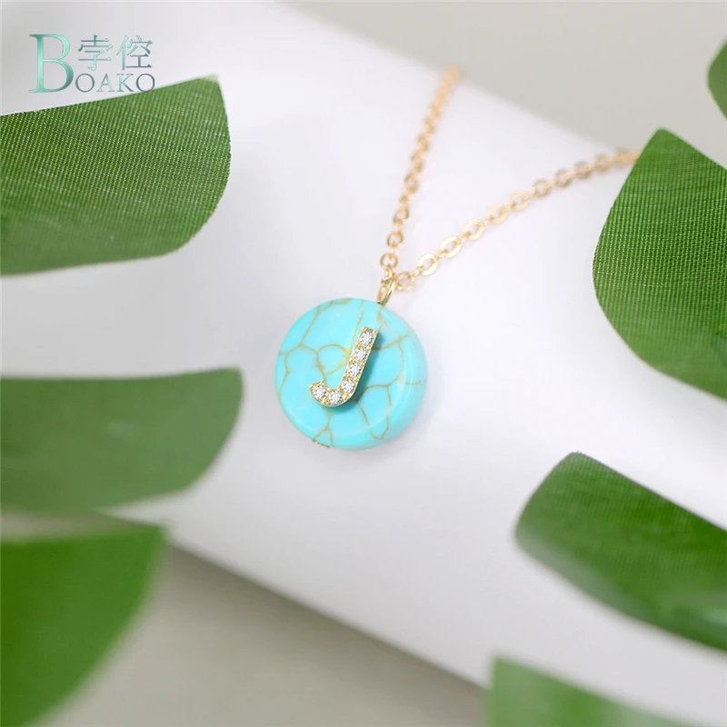 BOAKO Vintage Green Natural Stone Necklace Women CZ Crystal Initial Letter Necklace Gold Zircon Round Pendant Necklaces B40
BOAKO Vintage Green Natural Stone Necklace Women CZ Crystal Initial Letter Necklace Gold Zircon Round Pendant Necklaces B40