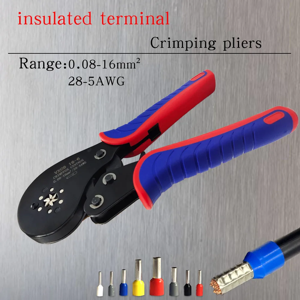 

Ferrule Crimping Pliers 0.08-16mm² Professional Ferrule Crimping Tool Kit VXC9 16-6 Precision Wire Clamp Crimper Terminal Set