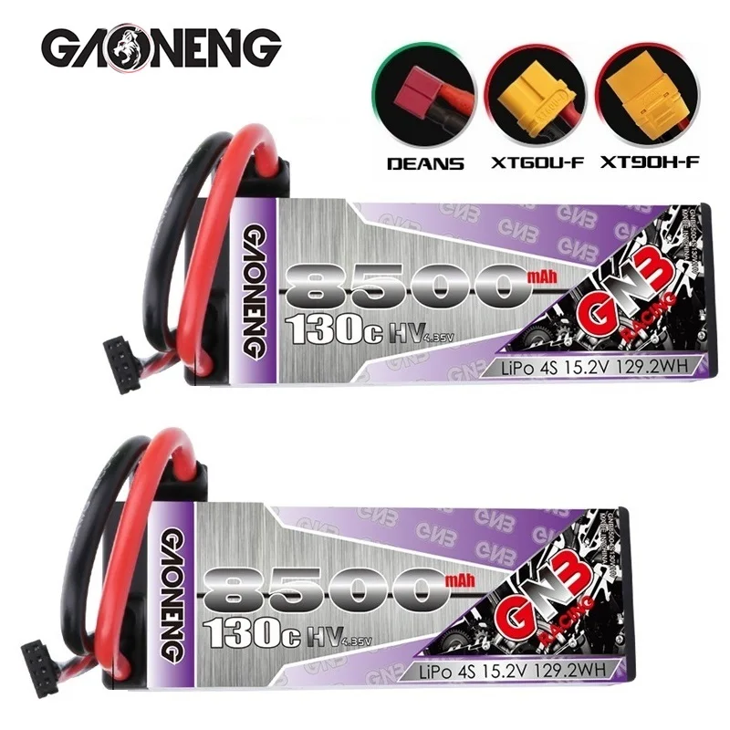GAONENG GNB 15.2V 8500mAh 130C/260C LiPo Battery For Remote Control Car Racing Spare Parts With Shell Upgrade LiHV 4S Battery
GAONENG GNB 15.2V 8500mAh 130C/260C LiPo Battery For Remote Control Car Racing Spare Parts With Shell Upgrade LiHV 4S Battery
