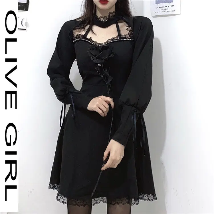 2021 Spring Casual Kawaii Lace Slim Dress French Vintage Skater Dress Women Korean Elegant Fairy Dress Female Gothic Clothes
2021 Spring Casual Kawaii Lace Slim Dress French Vintage Skater Dress Women Korean Elegant Fairy Dress Female Gothic Clothes