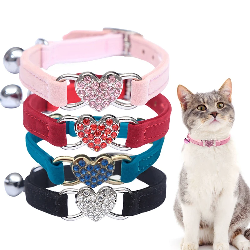 Cat Collar Crystal Heart Shape With Bell For Cats Kitten Puppy Leash Collars Soft Velvet Pet Adjustable Leashes Ring Pet Supply 
Cat Collar Crystal Heart Shape With Bell For Cats Kitten Puppy Leash Collars Soft Velvet Pet Adjustable Leashes Ring Pet Supply