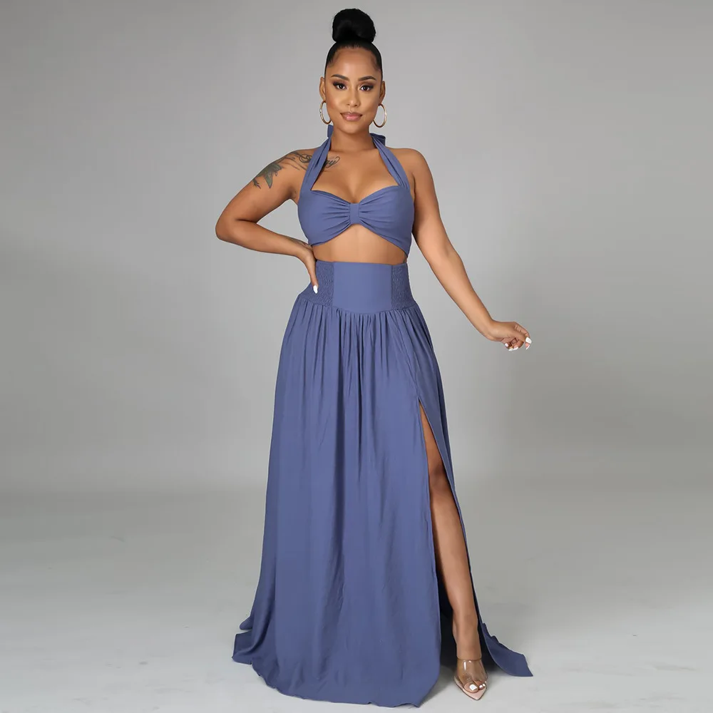 RStylish Plus Size 2021 Summer Solid Color Halter Backless Crop Top High Waist Pleated Side High Slit Sexy Two Piece Skirt Set
RStylish Plus Size 2021 Summer Solid Color Halter Backless Crop Top High Waist Pleated Side High Slit Sexy Two Piece Skirt Set