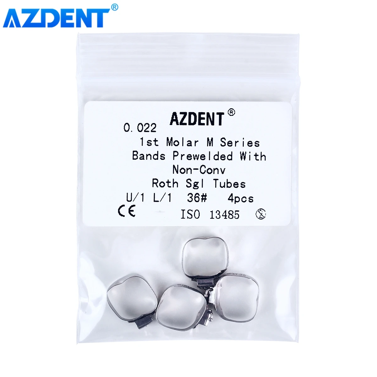 

AZDENT Dental Orthodontic Bands with Buccal Tubes for 1st Molar Roth 0.022 U 1/L 1 Nov-Convertible M Series Prewelded 36#-40#