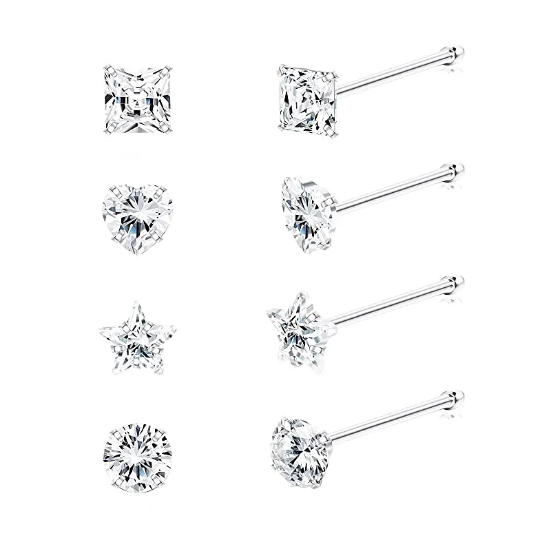 8Pcs 925 Sterling Silver Nose Rings Studs 3mm Round square star love heart Assorted Shapes CZ zircon Nose Body Piercing Jewelry
8Pcs 925 Sterling Silver Nose Rings Studs 3mm Round square star love heart Assorted Shapes CZ zircon Nose Body Piercing Jewelry