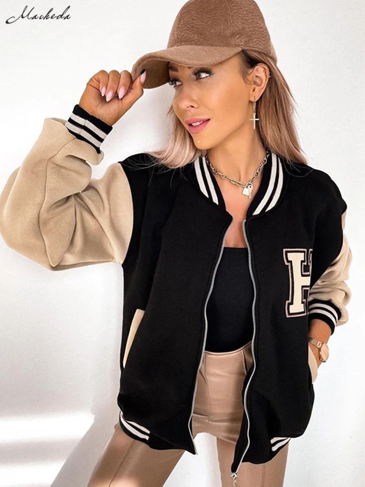 Macheda Autumn/winter canary-velvet baseball jacket Letter print fashion matching jacket Street trend girls short warm jacket
Macheda Autumn/winter canary-velvet baseball jacket Letter print fashion matching jacket Street trend girls short warm jacket