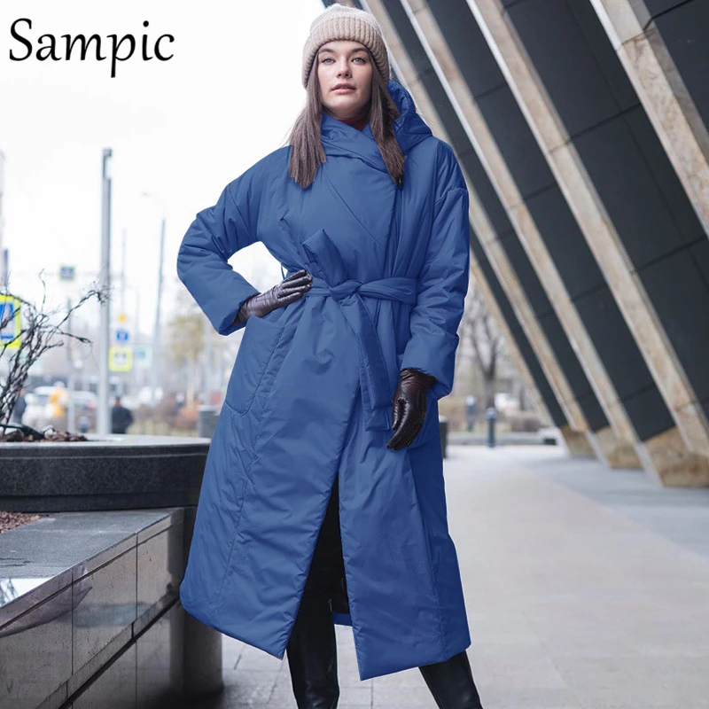 Зимние черные модные длинные пальто Sampic, женские теплые толстые куртки большого размера, парки с капюшоном и карманами, свободная верхняя о... 
Зимние черные модные длинные пальто Sampic, женские теплые толстые куртки большого размера, парки с капюшоном и карманами, свободная верхняя о...