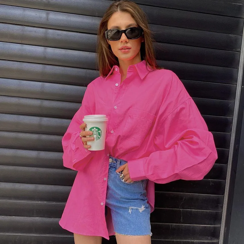 Rose red Loose Shirt For Women Elegant Long Sleeve Turn Down Collar Office Blouse 2022 New Spring Fashion High Street Long Tops
Rose red Loose Shirt For Women Elegant Long Sleeve Turn Down Collar Office Blouse 2022 New Spring Fashion High Street Long Tops