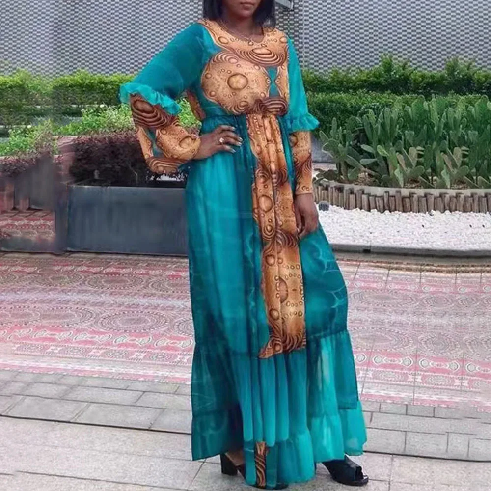 2021 New African Folk Costumes, Women's Clothing, Long-sleeved And Large-length Dresses, Printed Stitching And Contrasting Dress
2021 New African Folk Costumes, Women's Clothing, Long-sleeved And Large-length Dresses, Printed Stitching And Contrasting Dress