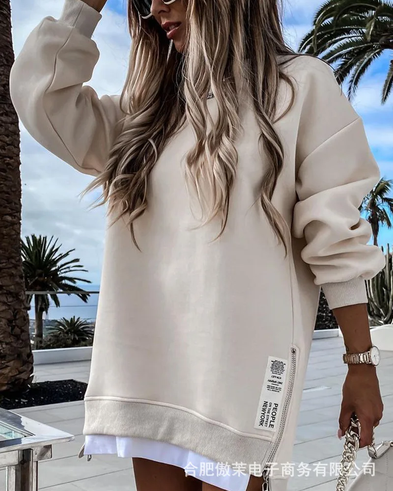 Spot women's zipper decoration round neck sweater pullover warm fashion casual sweater
Spot women's zipper decoration round neck sweater pullover warm fashion casual sweater