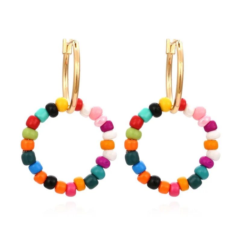 Stylish and personalized Bohemian patchwork color rice bead ring earrings simple Geometry hand-beaded copper clasp earrings for
Stylish and personalized Bohemian patchwork color rice bead ring earrings simple Geometry hand-beaded copper clasp earrings for