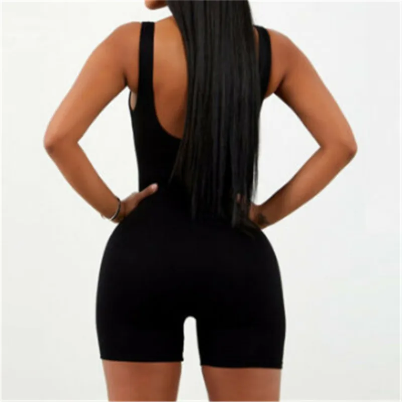 Women Rompers Sleeveless Solid Black Orange Blue Halter Jumpsuit Lady Bodycon Playsuit Slim Short Pants Female Bodysuit 
Women Rompers Sleeveless Solid Black Orange Blue Halter Jumpsuit Lady Bodycon Playsuit Slim Short Pants Female Bodysuit