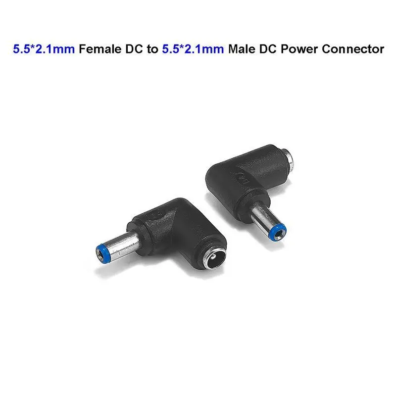 Right Angle DC Connector 5.5mm*2.1mm Female To 5.5mm*2.1mm Male Power Plug DC Jack Connector For Power Supply Adapter 
Right Angle DC Connector 5.5mm*2.1mm Female To 5.5mm*2.1mm Male Power Plug DC Jack Connector For Power Supply Adapter