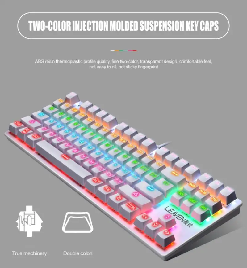 Punk Mechanical Gaming Keyboard USB Cable With Magnetic 87 Keys RGB LED Backlit Wired Keyboard K550 With Waterproof Dustproof
Punk Mechanical Gaming Keyboard USB Cable With Magnetic 87 Keys RGB LED Backlit Wired Keyboard K550 With Waterproof Dustproof