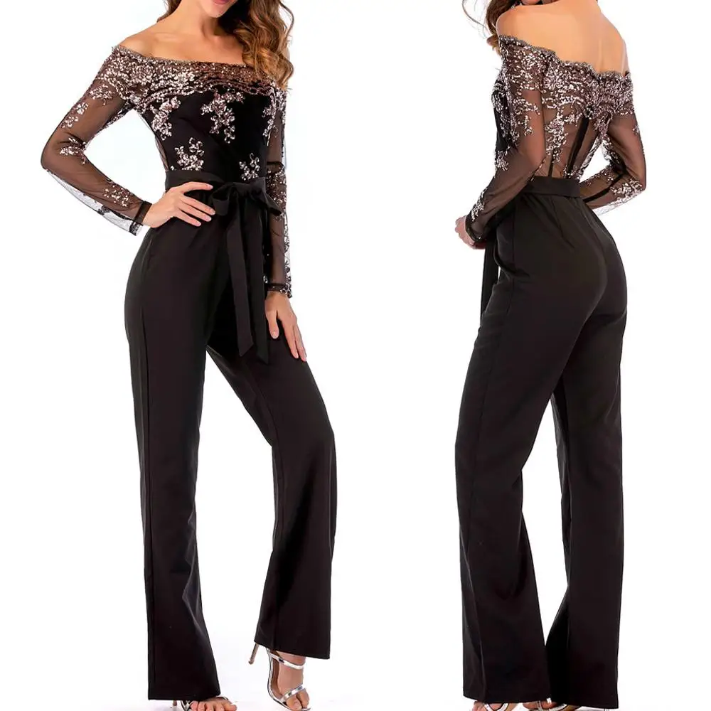 Sequin Womens Jumpsuit Fashion Sexy Lace-up Mesh Splice Wide Leg Off Shoulder Long Sleeve Jumpsuit overol mujer 2020 New Hot E
Sequin Womens Jumpsuit Fashion Sexy Lace-up Mesh Splice Wide Leg Off Shoulder Long Sleeve Jumpsuit overol mujer 2020 New Hot E