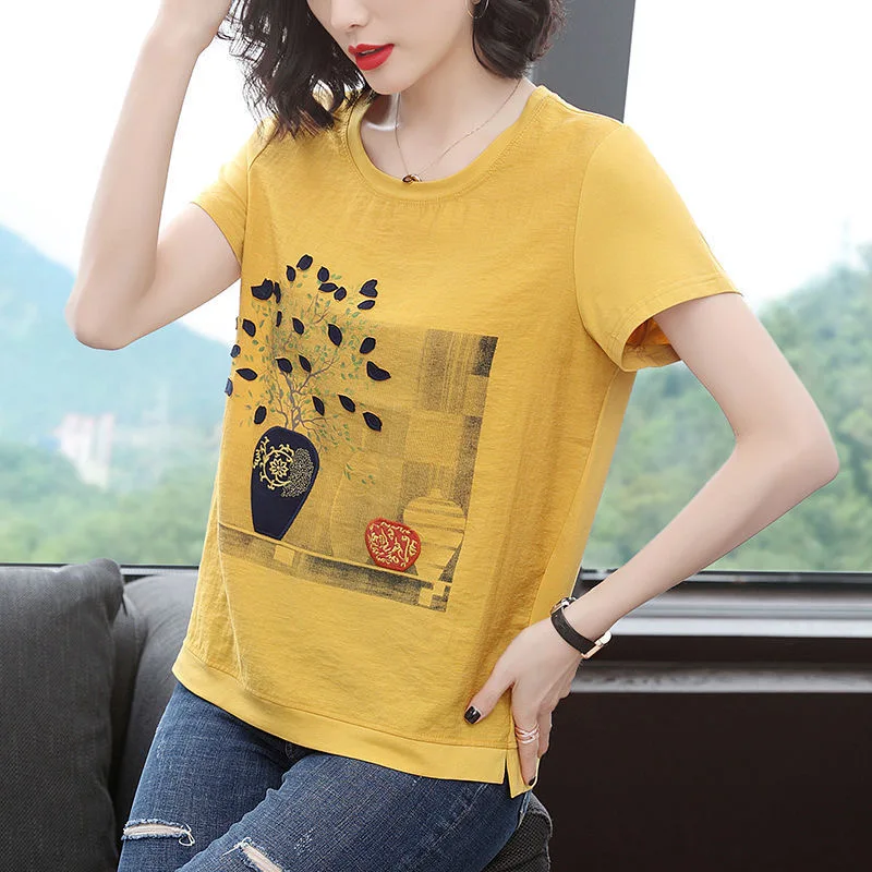 2021 Summer New O Neck 100% Cotton T Shirt Woman Short Sleeve Shirt Woman T-shirt Loose Korean Style Plus Size Women Shirts
2021 Summer New O Neck 100% Cotton T Shirt Woman Short Sleeve Shirt Woman T-shirt Loose Korean Style Plus Size Women Shirts