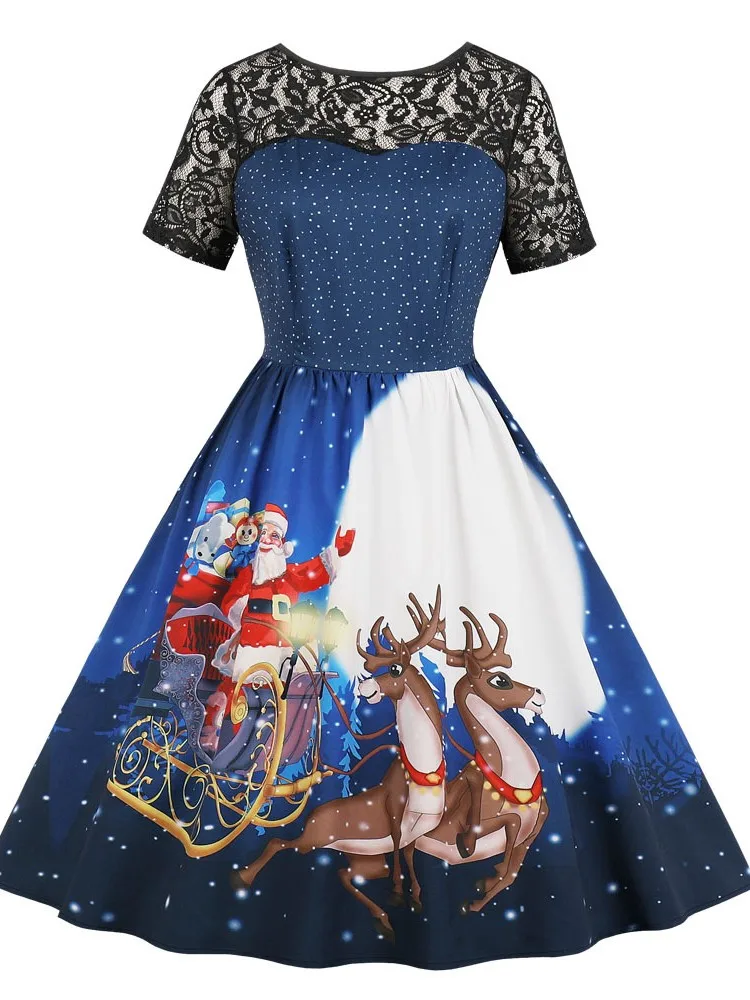 Sexy Lace Patchwork Dress Women Autumn Winter Vintage Elegant Christmas Party Dresses Vestidos O Neck Short Sleeve A Line Dress
Sexy Lace Patchwork Dress Women Autumn Winter Vintage Elegant Christmas Party Dresses Vestidos O Neck Short Sleeve A Line Dress